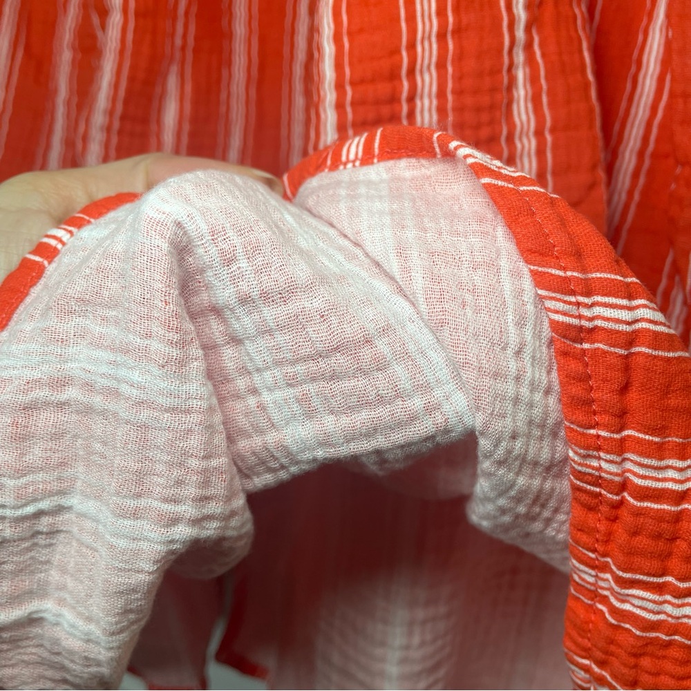 Single Thread Orange Striped Midi Skirt | Button Front | Boho Summer | Size L - Picture 6 of 9